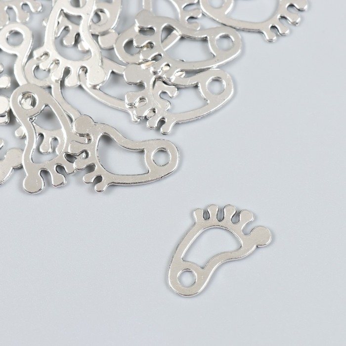 Декор для творчества металл Декор для творчества металл "След" набор 20 шт серебро 1,4х2,2 см