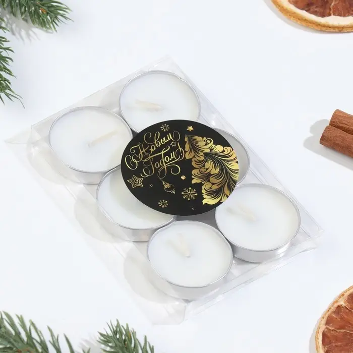 Свечи чайные ароматические, 6 шт, ваниль, Новый год Свечи чайные ароматические, 6 шт, ваниль, Новый год