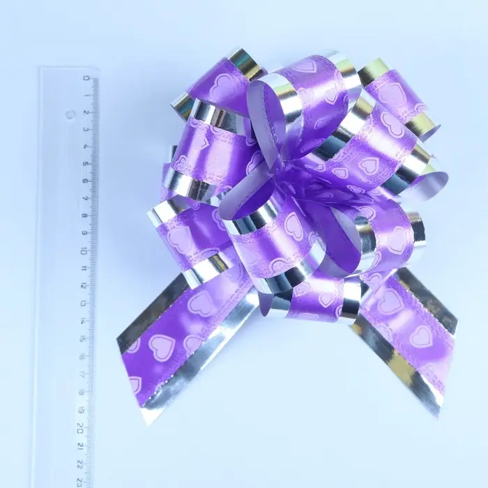 Подарочный бант - шар №5 &laquo;Воздушные сердца&raquo;, фиолетовый, для упаковки подарков