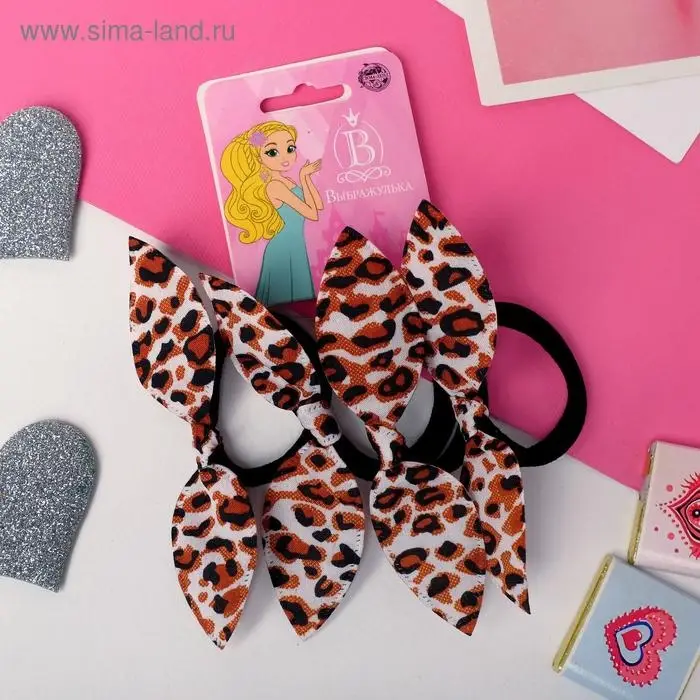 Резинка для волос Резинка для волос "Весёлые ушки" (набор 4 шт) африка, 4 см, микс