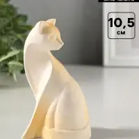 Фигурка гипс &laquo;Кошечка геометрия&raquo;, 10.5 см, белая с позолотой
