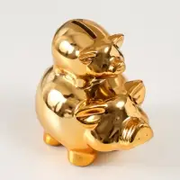Копилка для денег &laquo;Две золотые свинки - пирамида&raquo;, керамика, 12.5&times;8&times;14 см