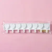 Форма для мороженого Доляна &laquo;Сердца. Макси&raquo;, силикон, 49&times;6.5&times;2 см, 8 ячеек, палочки 50 шт., белая