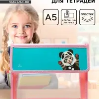 Папка для тетрадей, А5, пластиковая, 23&times;19&times;5 см &laquo;Котик панда&raquo;