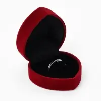 Футляр под кольцо, серьги &laquo;Сердце&raquo;, бархатный, 6&times;6.5&times;4 см, бордовый