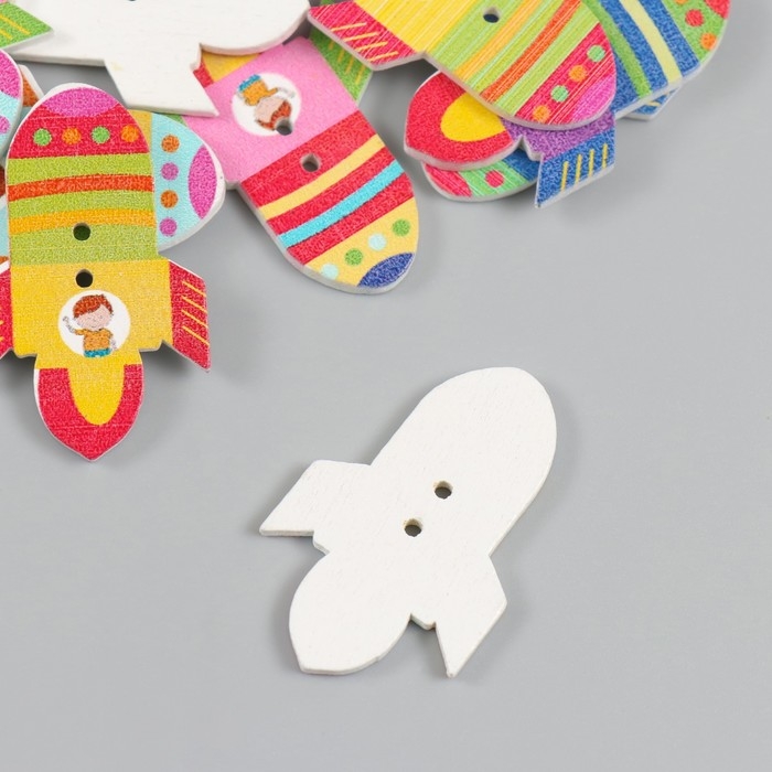 Пуговицы дерево для творчества 2 прокола Пуговицы дерево для творчества 2 прокола "Ракета" набор 20 шт 2,3х3,6 см