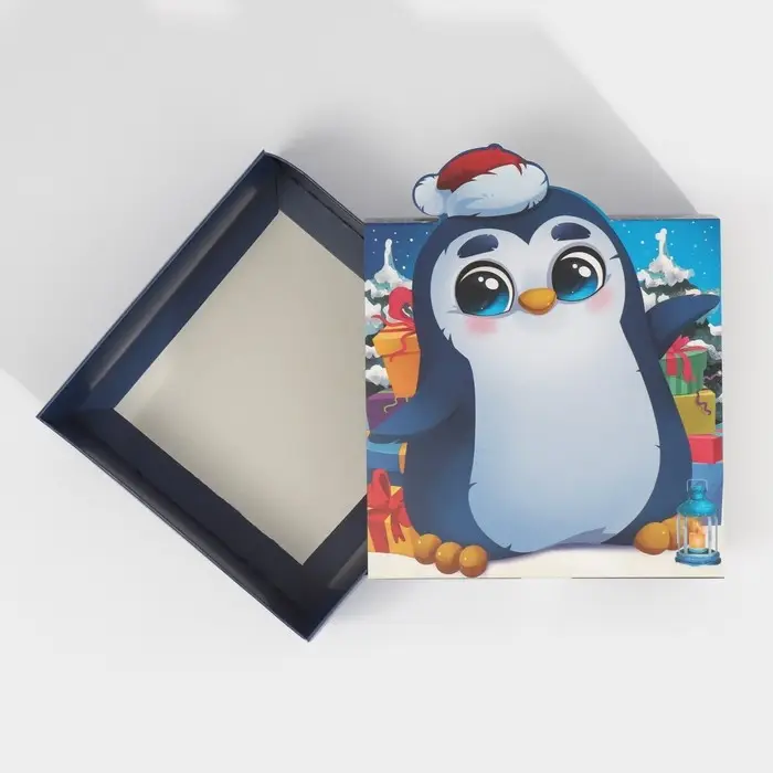Коробка подарочная новогодняя складная «Пингвин», 15 х 15 х 8 см, Новый год Коробка подарочная новогодняя складная «Пингвин», 15 х 15 х 8 см, Новый год