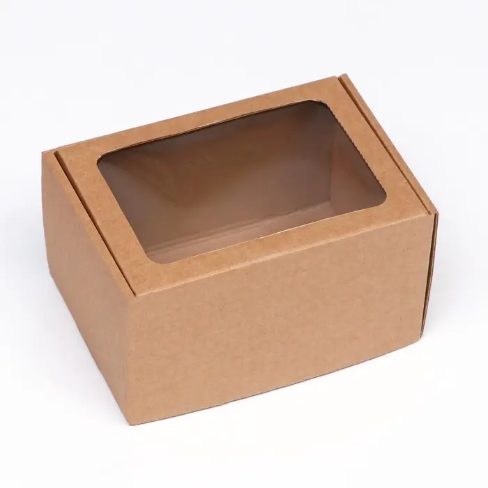 Коробка самосборная с окном, бурая, 17 x 12 x 10 см Коробка самосборная с окном, бурая, 17 x 12 x 10 см