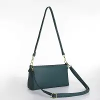 Сумка женская кросс-боди на молнии, 25.5&times;6.5&times;12.5 см, зелёная