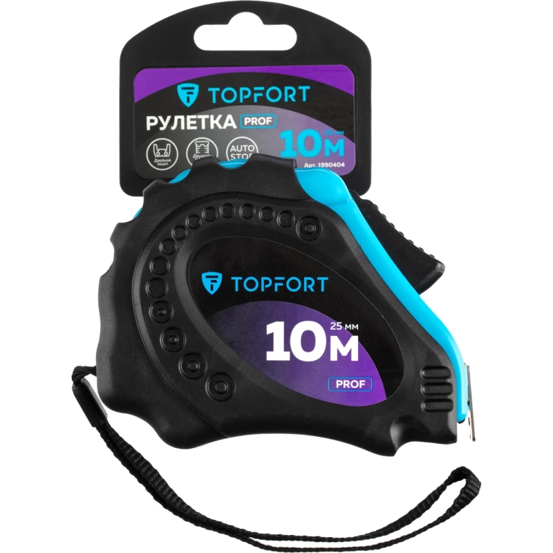 Рулетка 10мх25 мм с автостопом  Topfort Prof