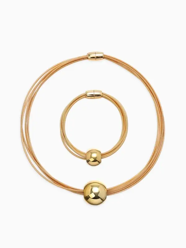 Набор 2 пред-та: колье, браслет Набор 2 пред-та: колье, браслет "Бусина на нитях", цвет золото