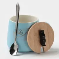 Кружка с ложкой &laquo;Мистер&raquo;, 380 мл, керамика, голубая