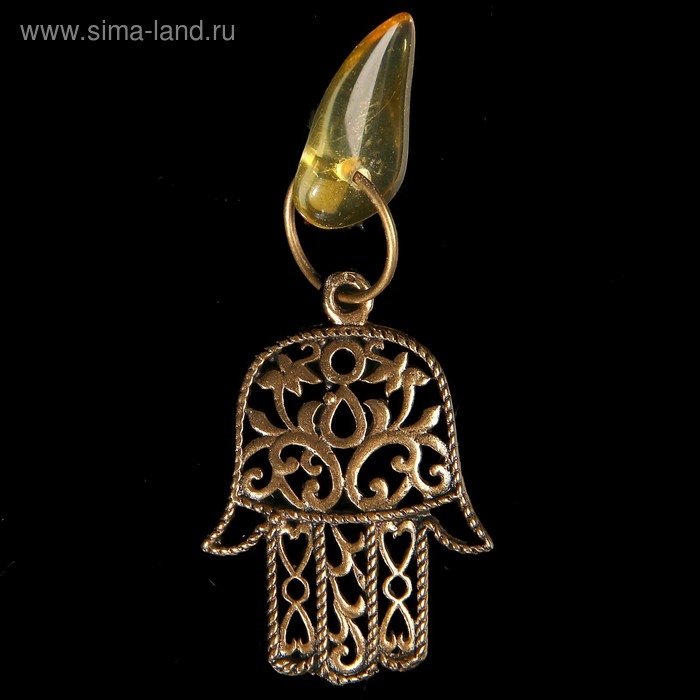 Брелок-талисман  Брелок-талисман "Хамса", натуральный янтарь