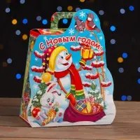 Подарочная коробка «Снеговик с подарком» 16×10×18 см