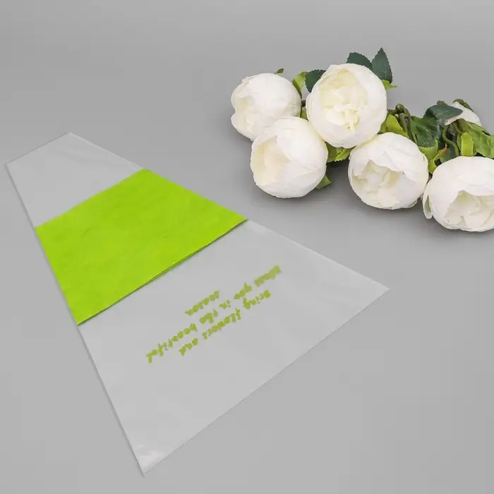 Пакет конус для цветов, с нетканым материалом, 26+7×37 см, салатовый Пакет конус для цветов, с нетканым материалом, 26+7×37 см, салатовый