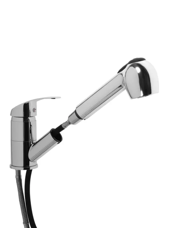 Смеситель для кухни ZEIN ZC2041, однорычажный, картридж 35 мм, с выдвижной лейкой, хром