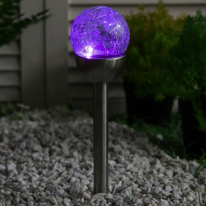Садовый светильник на солнечной батарее «Стеклянный шар», 6×36.5×6 см, 1 LED, свечение мульти (RGB) Садовый светильник на солнечной батарее «Стеклянный шар», 6×36.5×6 см, 1 LED, свечение мульти (RGB)