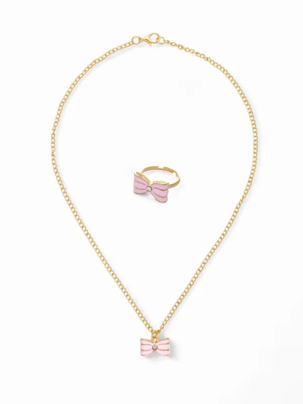 Набор детских украшений Выбражулька &laquo;Бантик&raquo;, 2 предмета: кулон, кольцо, розовый