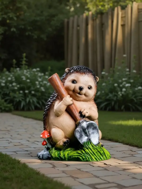 Садовая фигура из полистоуна &laquo;Ёж с лопатой&raquo;, 31&times;22&times;22 см