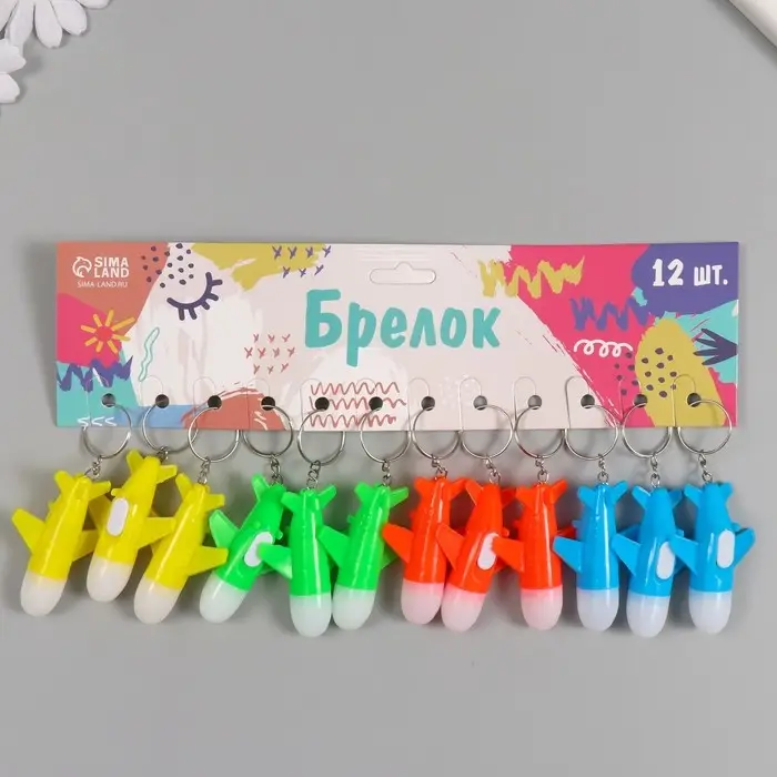 Фонарик свет на кольце  Фонарик свет на кольце "Самолет" мигает МИКС 6,3х4х2 см