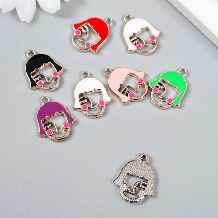 Декор для творчества пластик под металл "Портрет" МИКС набор 8 шт 1,8х2,3 см