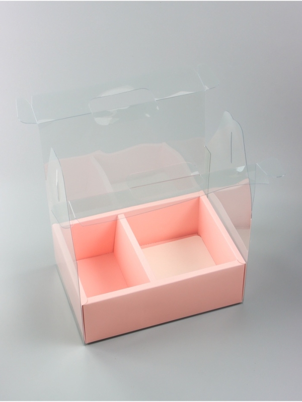 Коробка с PVC для цветов и десертов 26 х 18 х 30 см, розовый Коробка с PVC для цветов и десертов 26 х 18 х 30 см, розовый