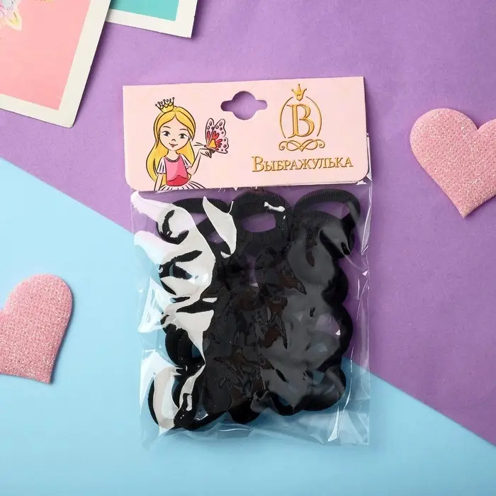 Резинка для волос «Выбражулька» (набор 30+-1 шт) d-1,4 см ассорти, чёрный