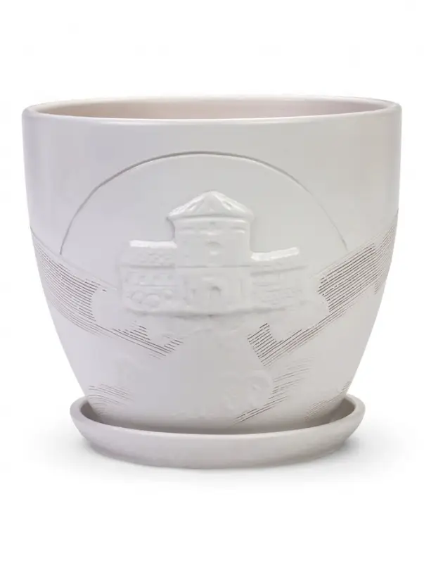 Набор горшков цветочный поддоном 4 шт 0,6 / 1,4 / 2,5 / 5 л керамика белый Галандия