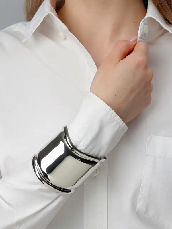 Браслет манжета &laquo;Изгиб&raquo;, d=6 см, цвет серебро