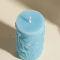 Свеча интерьерная "Столбик. Экзотические растения" нежно-голубая 5х5х11,7 см