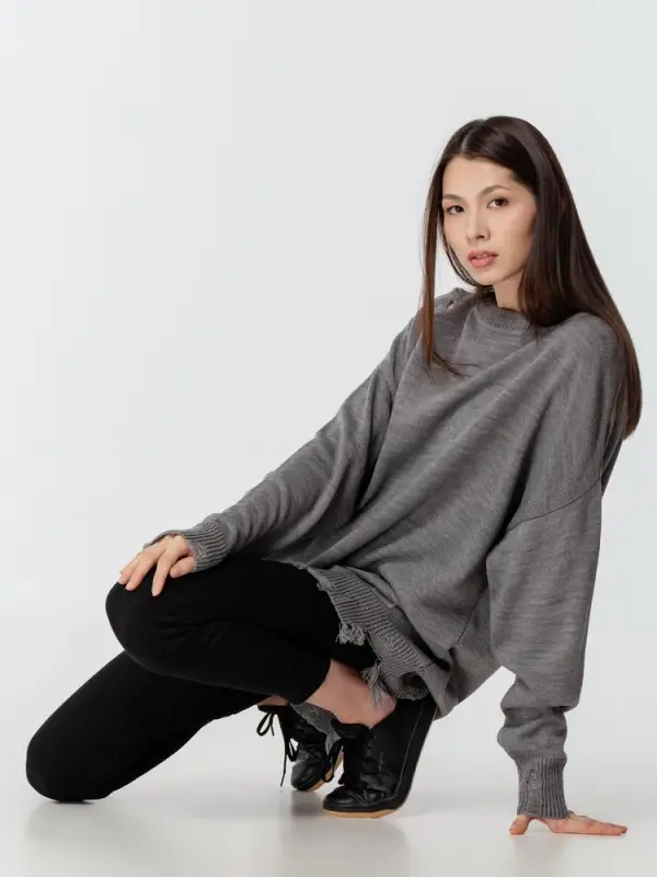 Джемпер оверсайз унисекс Grunge, серый, размер S/M