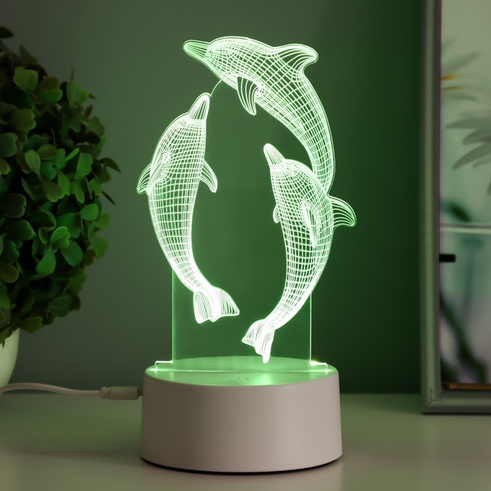 Светильник сенсорный Светильник сенсорный "Дельфины" LED 7 цветов USB/от батареек белый RISALUX