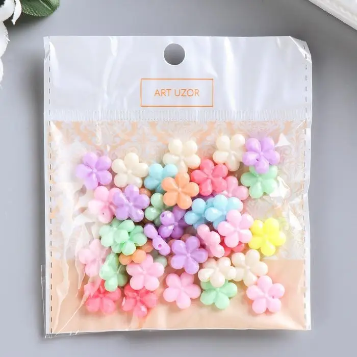 Бусины для творчества пластик «Цветы. Пастельные тона», набор 38 шт., 15 г, 1.3×1.3 см Бусины для творчества пластик «Цветы. Пастельные тона», набор 38 шт., 15 г, 1.3×1.3 см