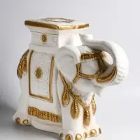 Фигура - подставка для мелочей &laquo;Слон&raquo;, столик, гипс, бело-золотой, 21&times;54&times;43 см