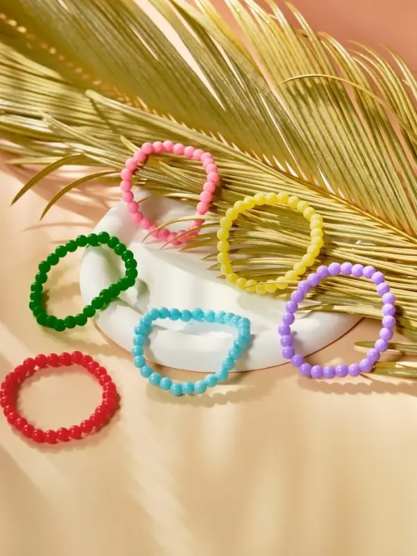 Набор детских браслетов &laquo;Выбражулька. Бусинки&raquo;, 6 шт., d=7 см, разноцветный