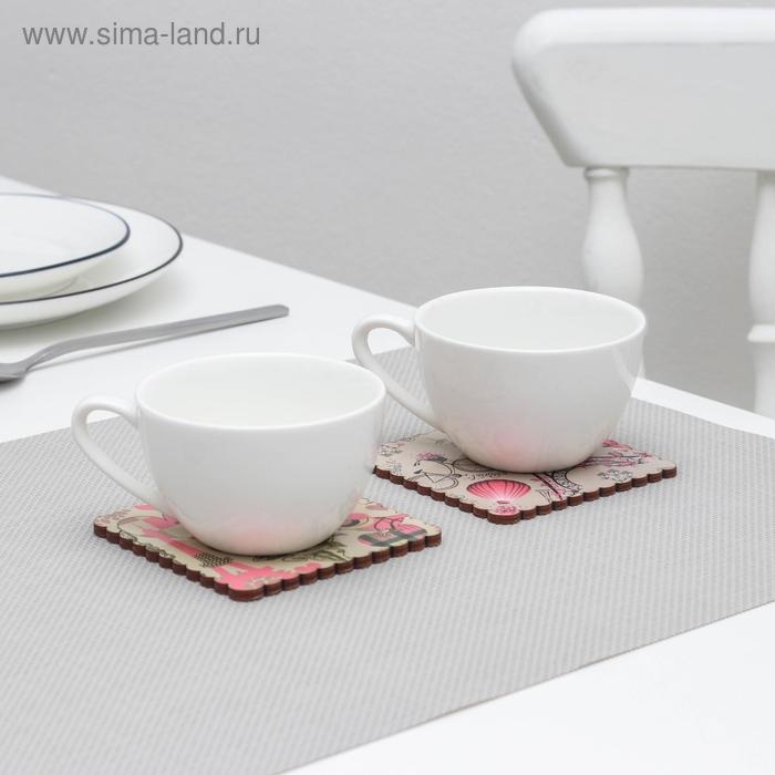 Подставка под кружку Доляна Paris, 2 шт, 9,5 х 9,5, деревянная Подставка под кружку Доляна Paris, 2 шт, 9,5 х 9,5, деревянная