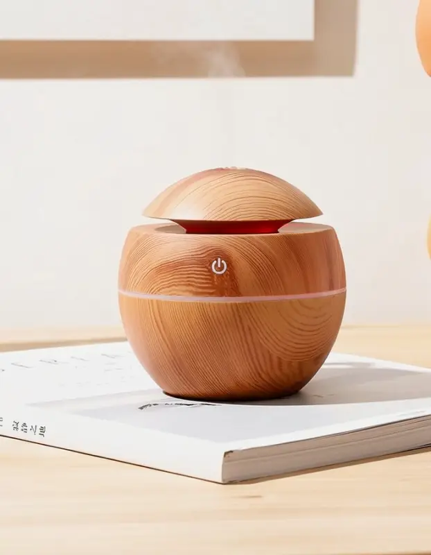 Увлажнитель воздуха HM-11, ультразвуковой, 200 мл, настольный, подсветка, светлое дерево