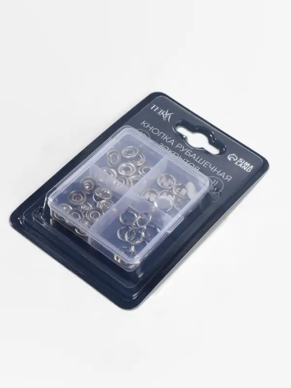 Кнопки рубашечные TEIRA, закрытые, d=11 мм, 10 шт., в пластиковом боксе, цвет серебряный