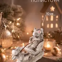 Фигурка новогодняя &laquo;Мышка на санях&raquo;, 10 см, полистоун