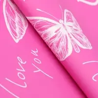 Пленка для цветов, "Бабочки и сердца", 57х57 см