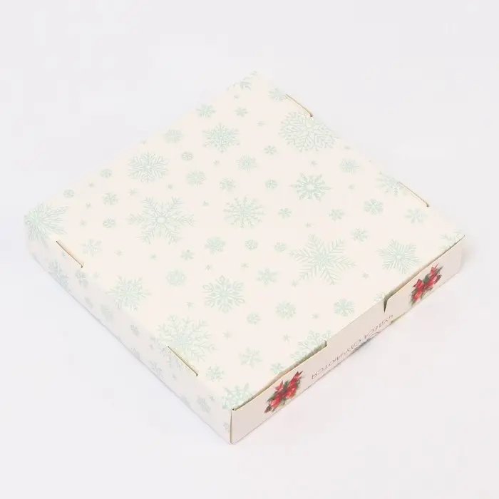 Подарочная коробка сборная с окном Подарочная коробка сборная с окном "С Новым годом!", 16 х 16 х 3 см