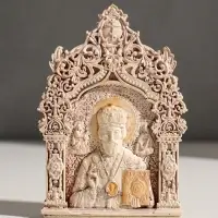 Икона &laquo;Николай Чудотворец&raquo;, с подвесом, 12&times;8&times;2 см, гипс, роспись