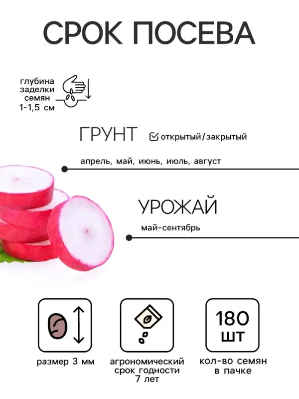 Семена Редис "Игорек" Дом семян,  180 шт