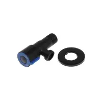 Кран угловой ZEIN engr, 1/2" &times; 1/2", кран-букса латунь/керамика, нерж. сталь, черный/синий