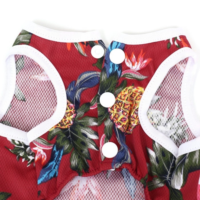 Платье для животных "Тропики», XS (ДС 20, ОГ 30 см), красное