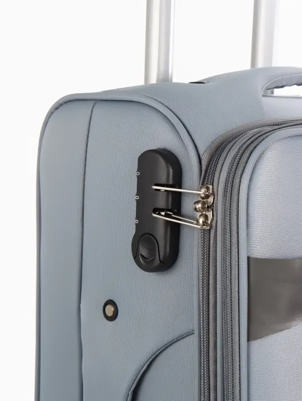 Чемодан на колёсах TEXTURA, кодовый замок, текстильный, с увеличением, 36&times;25&times;58 см, 20", серый