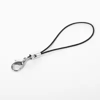 Основа для брелока на нитке с карабином 6см набор 100 шт чёрный/серебряный Основа для брелока на нитке с карабином 6см набор 100 шт чёрный/серебряный