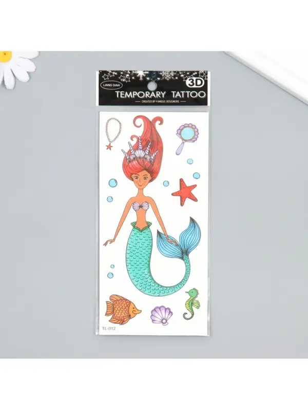 Переводные тату на тело цветные «Русалка в тиаре», 9×19 см