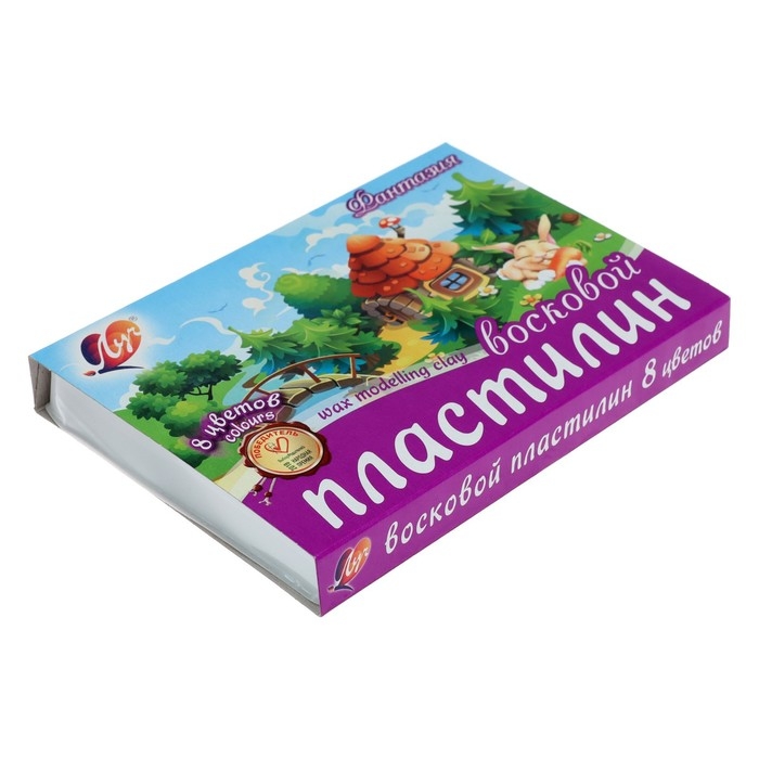 Пластилин мягкий (восковой), 8 цветов, 140 г,  Пластилин мягкий (восковой), 8 цветов, 140 г, "Фантазия", со стеком, МИКС