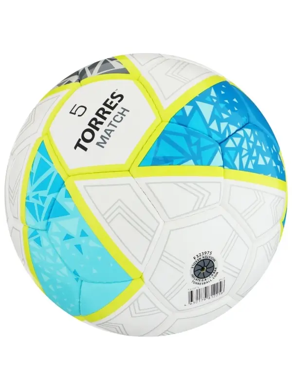 Футбольный мяч TORRES Match, F323975, ручная сшивка, 32 панели, размер 5, PU